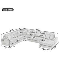 Streamdale Furniture U-Shaped Corduroy Sectional Sofa with Chaise Lounge
