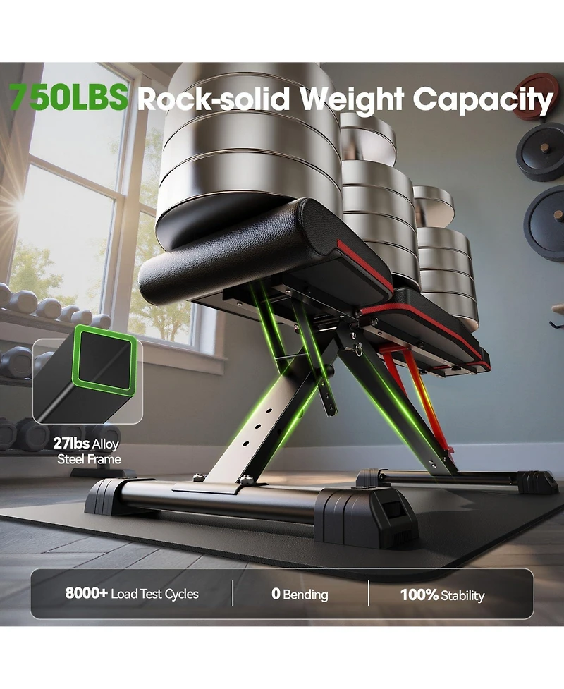 Fed Fitness WB3 Weight Bench with Headrest, 750LBS Foldable Adjustable Bench Press, Incline Decline Flat Workout Bench Fits 6'5''