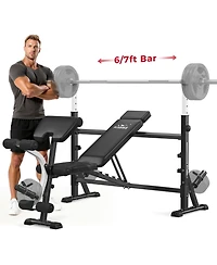 Fed Fitness Olympic Adjustable Weight Bench, 47IN Rack Width with Bench Press Rack, Multi-Functional Workout Equipment