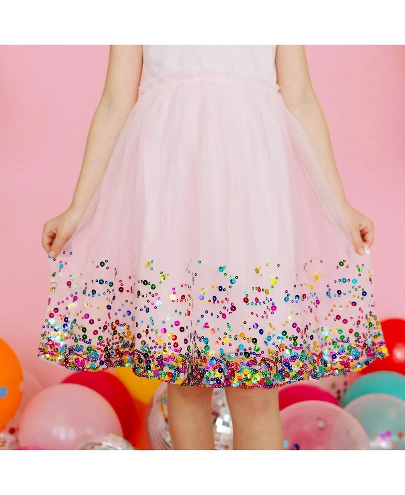 Sweet Wink Toddler Girls Pink Confetti Short Sleeve Tutu Dress