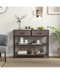 Costway Console Entryway Table Sofa Side Table with Folding Fabric Drawers for Living Room