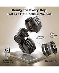 Fed Fitness 105LB Total Weight 15-in-1 Adjustable Dumbbell, Quick Dial 5-52.5LBS Heavy-Duty Single Dumbbell with Storage Box and Fitness App
