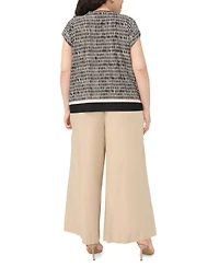 Vince Camuto Plus V-Neck Front Placket Short-Sleeve Blouse