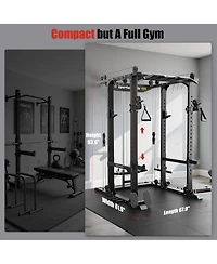 Fed Fitness 1600LBS Commercial Power Cage, Heavy-Duty Cable Crossover Squat Rack with Full Attachments, All-in-One Home Gym