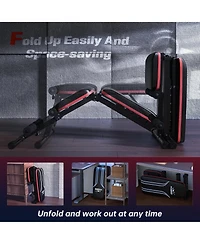 Fed Fitness Foldable Weight Bench with 2 Resistance Bands, 8 Backrests Fast Adjustable Fid for Home Gym Full Body Workout