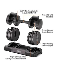 Fed Fitness Adjustable Dumbbell, 110LB (55LB Pair) Dumbbell for Home Gym Exercise, 5-in-1 Fast Adjustable Weights with Anti-Slip Handle