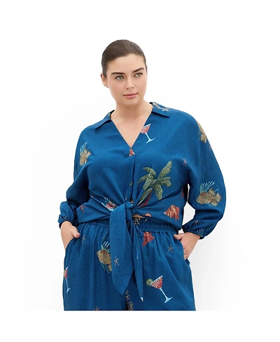 City Chic Women's Plus Tia Sea Print Shirt