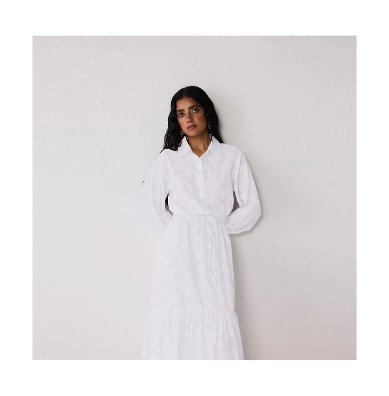 Reistor Women's Embroidered Flowy Tiered Maxi Dress