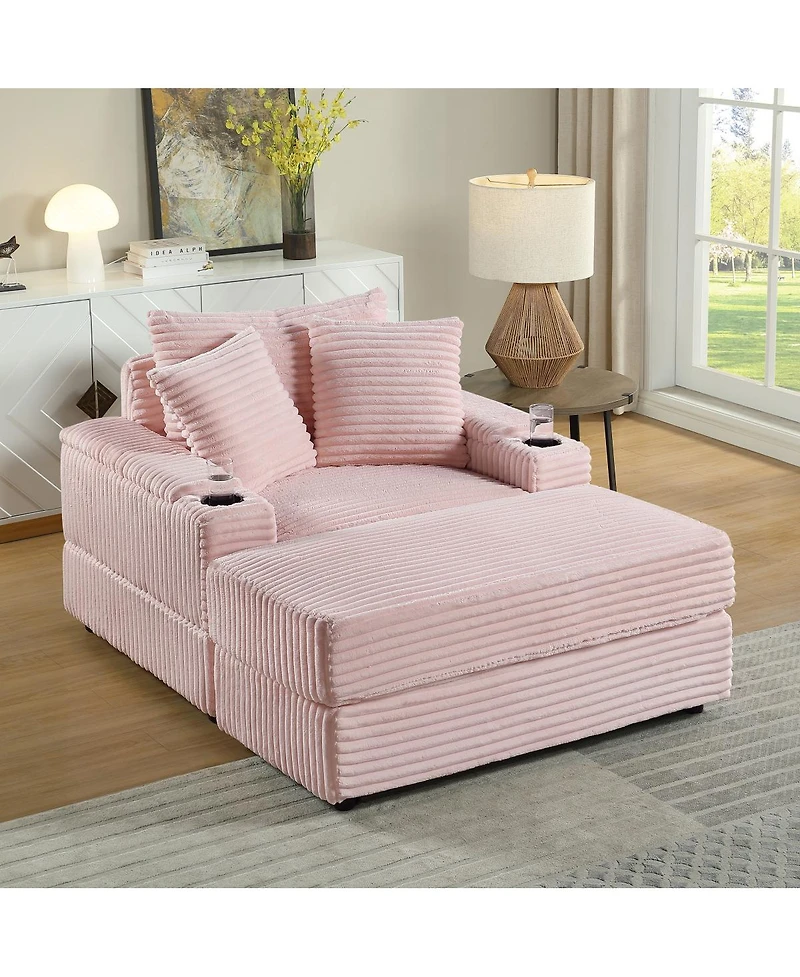 Streamdale Furniture Comfy Deep-Seat Sofa with Ottoman and 2 Toss Pillows
