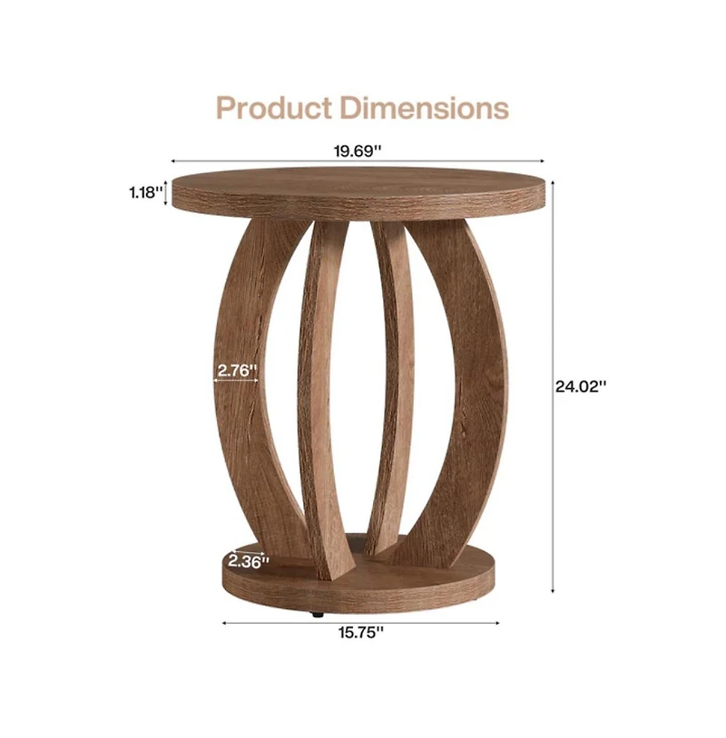 Slickblue Round End Table with Storage for Small Spaces