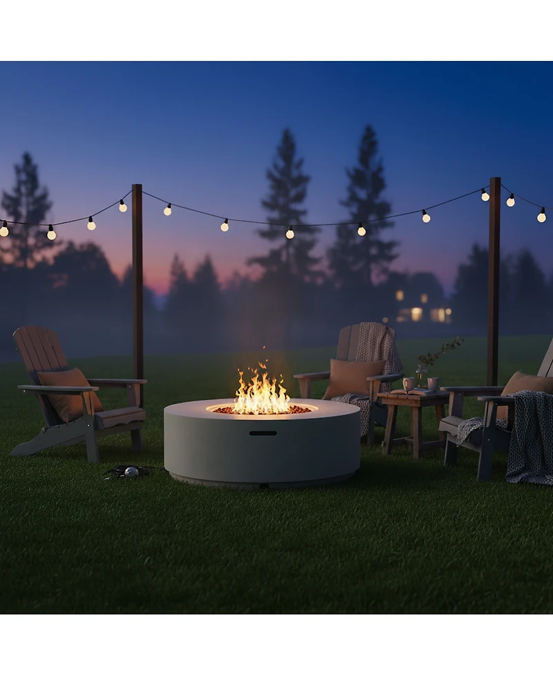 Streamdale Furniture 38.2 inch Round Propane Fire Pit Table with Faux Stone Finish, 50,000 Btu