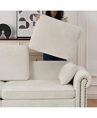 Streamdale Furniture 3-in-1 Convertible Sleeper Sofa with Nailhead Trim, Chenille