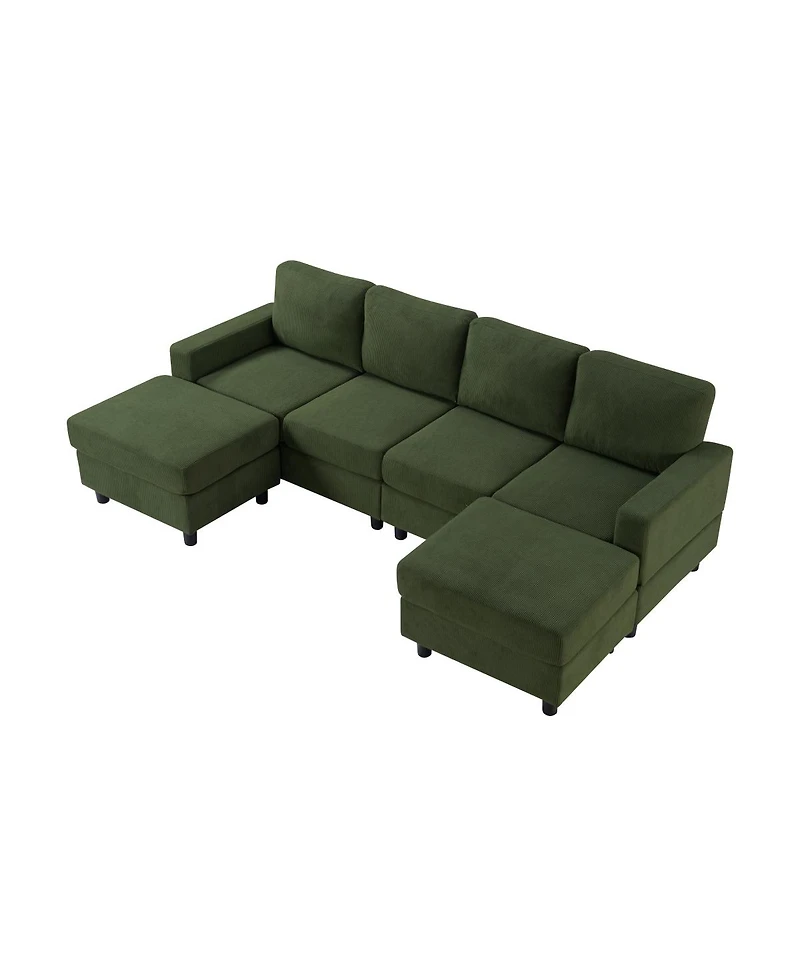 Streamdale Furniture Oversized U-Shaped Corduroy 4-Seat Sectional Sofa with Double Chaise