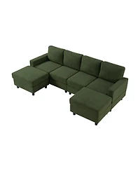 Streamdale Furniture Oversized U-Shaped Corduroy 4-Seat Sectional Sofa with Double Chaise