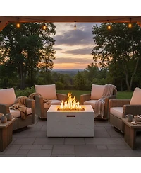 Streamdale Furniture 24-Inch Square Propane Fire Pit Table with 40,000 Btu and Accessories