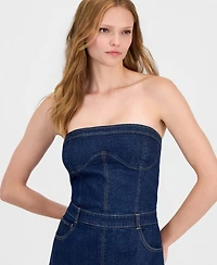 Bar Iii Women's Denim Corset Midi Dress, Macy's Exclusive