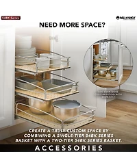 Rev-a-Shelf Two-Tier Solid Bottom Pullout Base Cabinet Organizer, 54BK-21SC-2-1