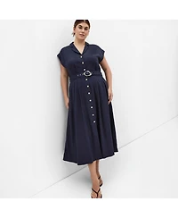City Chic Women's Liliyana Belted Linen Dress