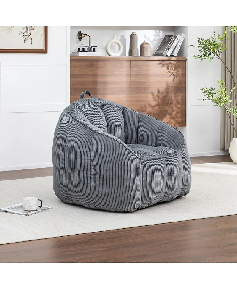 Streamdale FurnitureGiant Corduroy Bean Bag Chair with Armrests - Large Adult Sofa