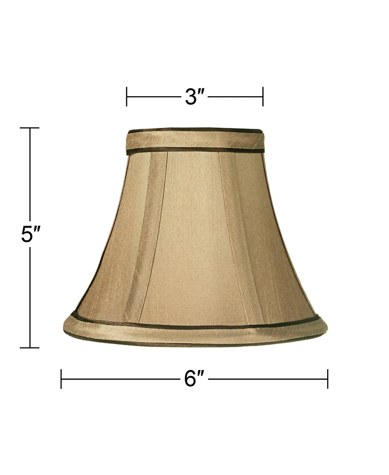 Springcrest Set of Round Hardback Bell Lamp Shades Celia Small 3" Top x 6" Bottom x 5" High Candelabra Clip-On Fitting