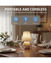Bell + Howell BetterBeam Collection Cordless Rechargeable Touch 3 Mode Dimmable Led Usb-c Bedside Table Lamp
