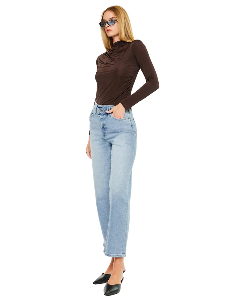 KanCan Women's Bethany High Rise 90's Straight Jeans