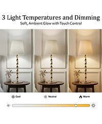 Bell + Howell Twisted Stem Pleated Shade Rechargeable Touch Control Led Dimmable Cordless Table Lamp