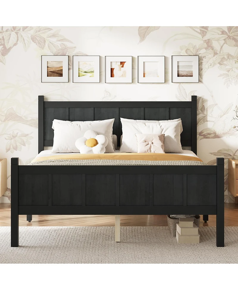 Streamdale Furniture Minimalist Modern Platform Bed with Headboard and Footboard