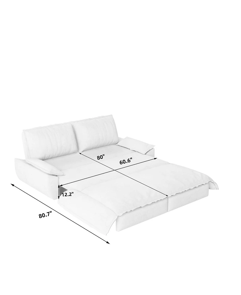 Streamdale Furniture 73.2" 3-in-1 Convertible Velvet Queen Pull-Out Sleeper Sofa