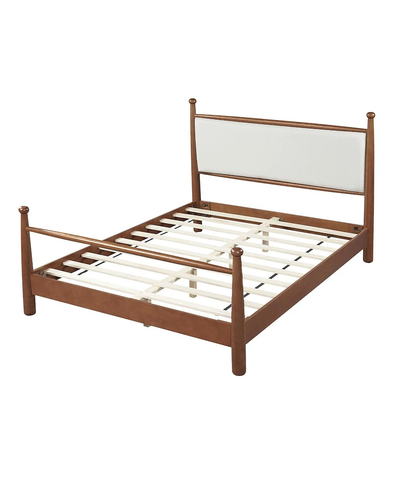 Streamdale Furniture Solid Poplar and Plywood Bed Frame with Upholstered Headboard