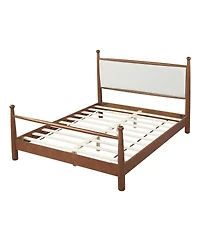 Streamdale Furniture Solid Poplar and Plywood Bed Frame with Upholstered Headboard