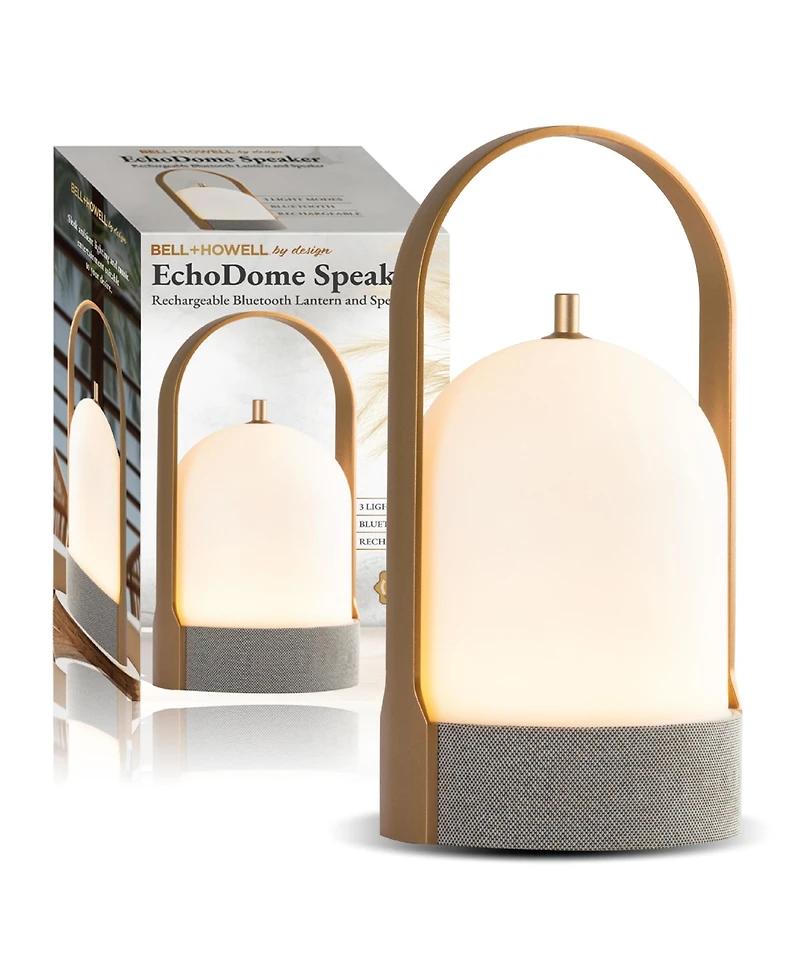 Bell + Howell Echo Dome Rechargeable Bluetooth Led Portable Lantern Speaker Touch Control Table Lamp