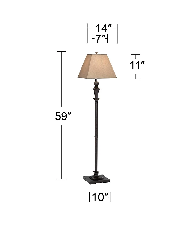 Regency Hill Madison Italian Traditional 59" Tall Standing Floor Lamps Set of 2 Metal Living Room Bedroom