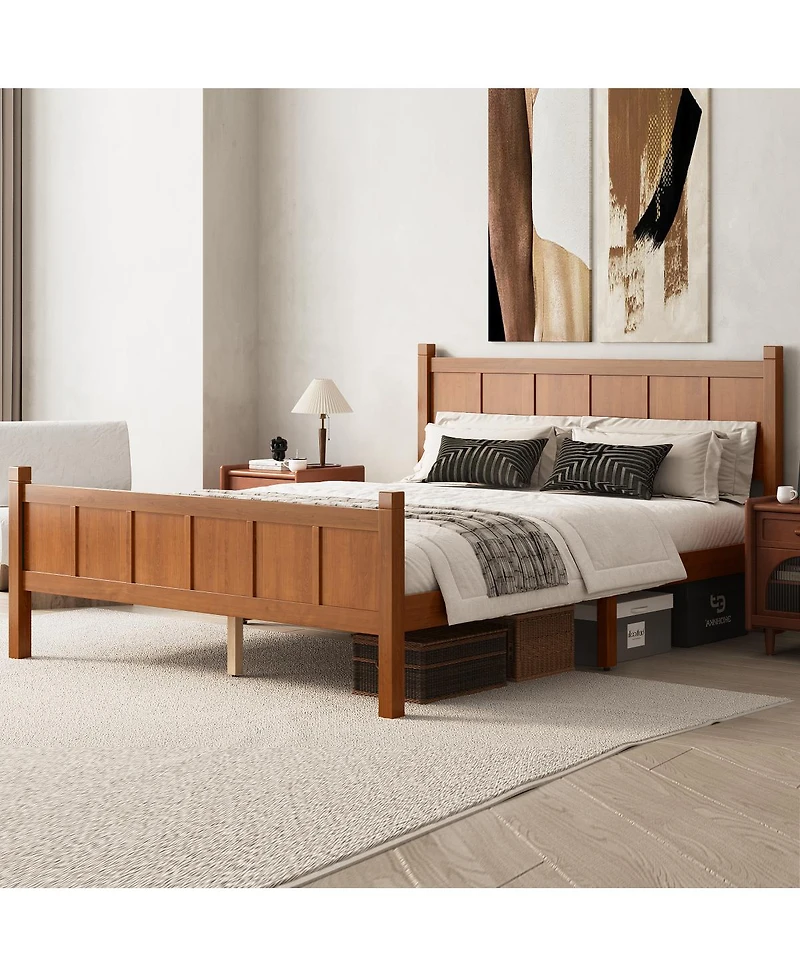 Streamdale Furniture Minimalist Flat Panel Bed with Headboard and Footboard