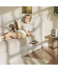 Streamdale Furniture Bed Frame with Sliding Side Table and Upholstered Cushion
