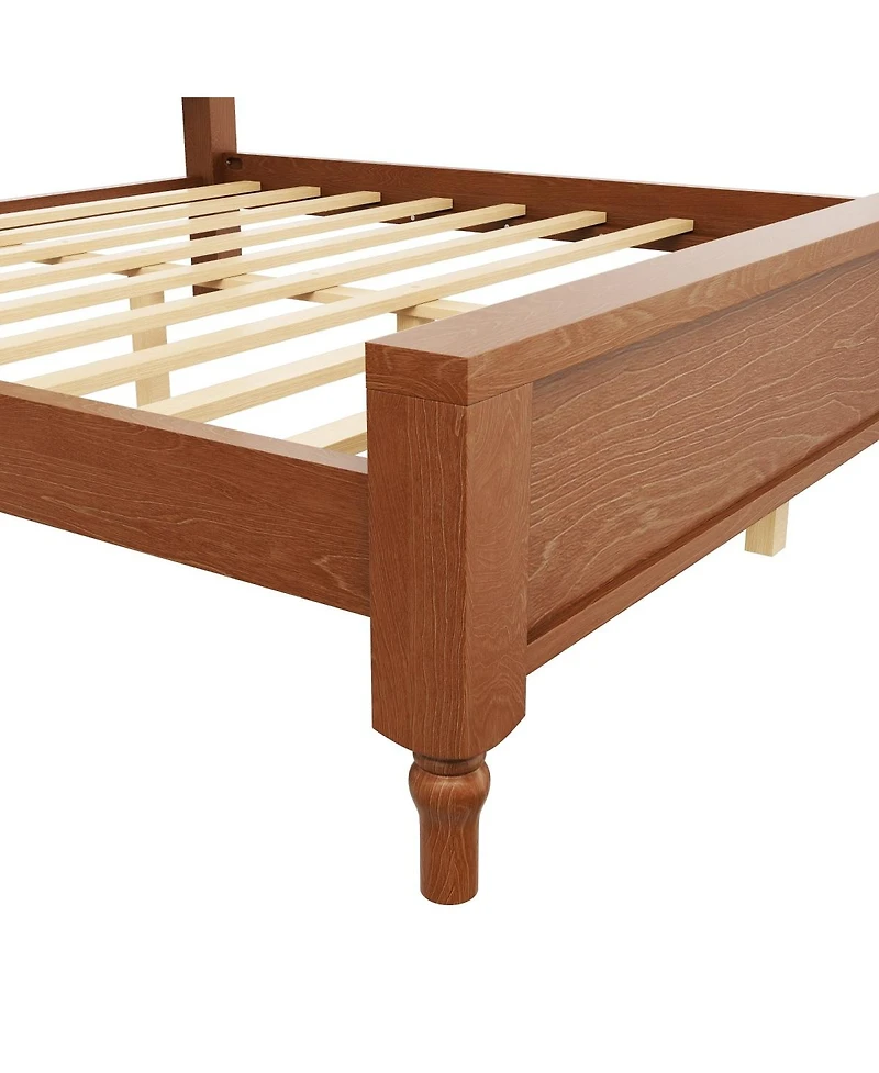 Streamdale Furniture Wood Platform Bed with Upholstered Headboard