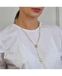 Bling Jewelry Religious Prayer Rosario Beads Scared Heart of Jesus Cross Rosary Beads Necklace 18K Gold Plated