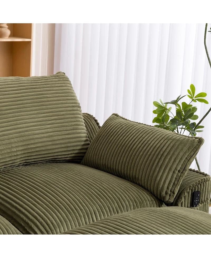 Streamdale Furniture L-Shaped Modular Corduroy Sectional Sofa with Movable Footstool and Pillows