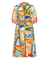 City Chic Women's Wild Soul Print Shirt Dress
