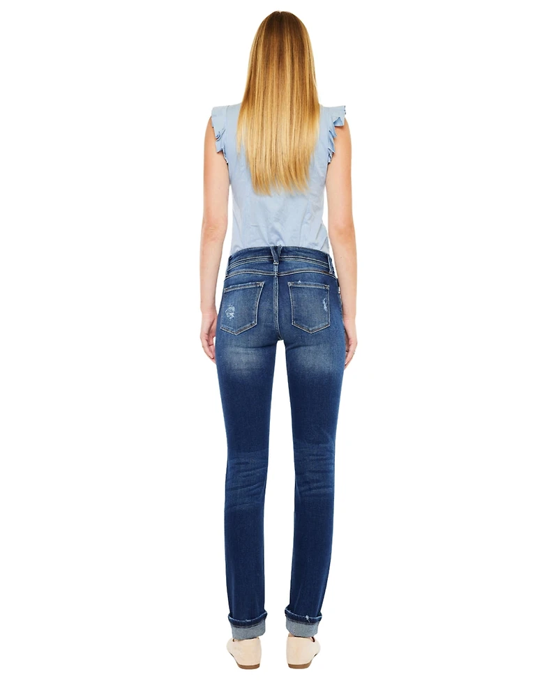 KanCan Women's Eternity Mid Rise Skinny Straight Jeans