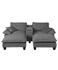 Streamdale Furniture Modular Cloud Couch with Storage, Usb, 2 Ottomans and Pillows