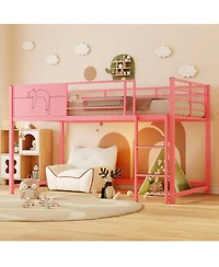 Streamdale Furniture Metal House Bed with Guardrail and Caddy