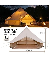 Streamdale Furniture 16.4Feet 4-Season Waterproof Bell Tent with Stove Jack for Glamping