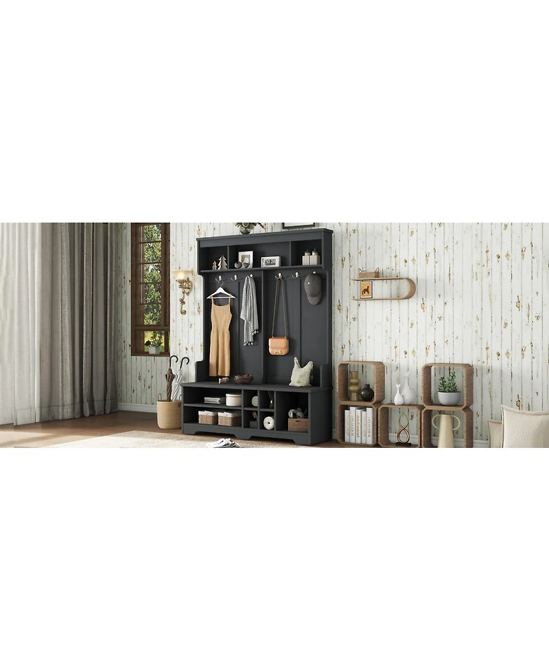 Streamdale Furniture Modern Hallway Hall Tree with Storage and Hooks