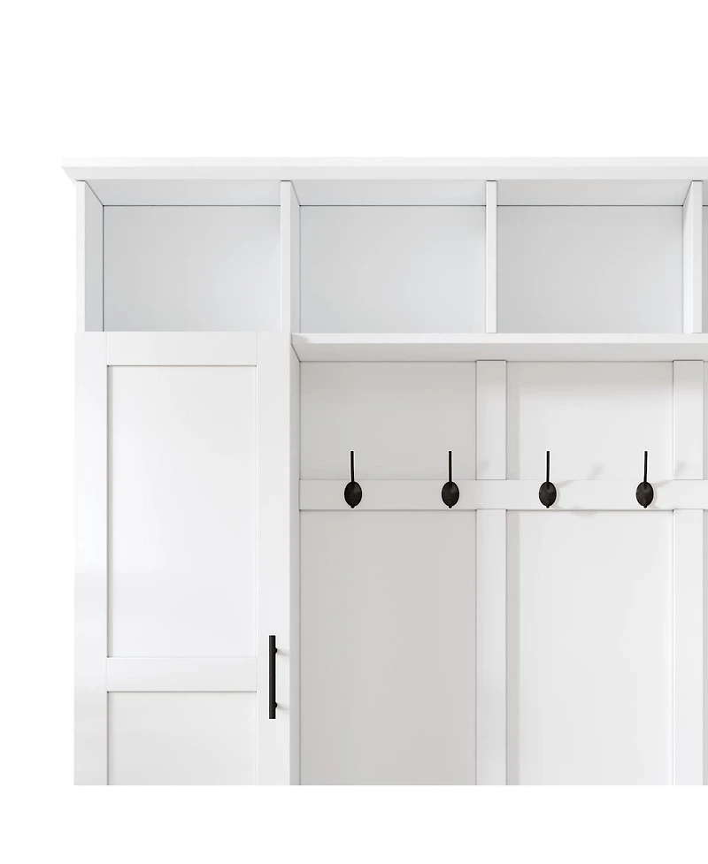 Streamdale Furniture 3-in-1 Farmhouse Hall Tree with Storage Bench and 6 Hooks, 55"W