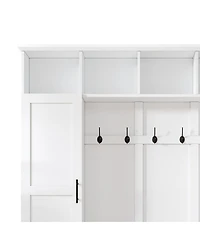 Streamdale Furniture 3-in-1 Farmhouse Hall Tree with Storage Bench and 6 Hooks, 55"W