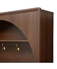 Streamdale Furniture Farmhouse Arched Hall Tree with Storage Bench and 4 Hooks