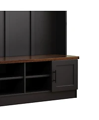 Streamdale Furniture 3-in-1 Farmhouse Hall Tree with Storage Bench and 6 Hooks, 55"W
