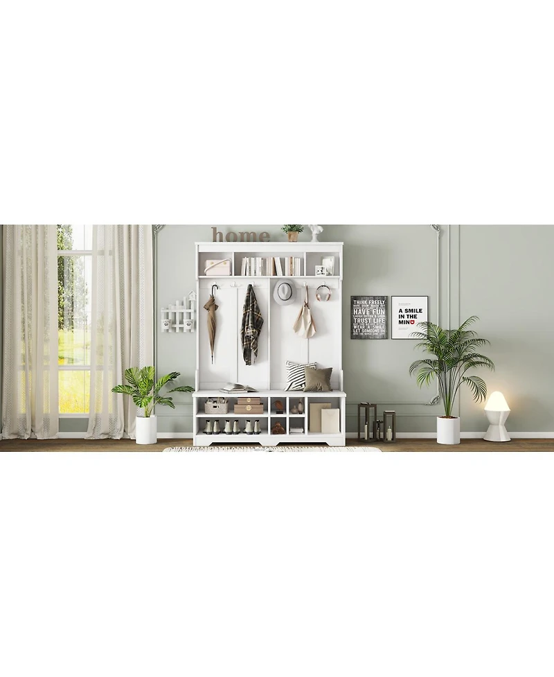 Streamdale Furniture Modern Hallway Hall Tree with Storage and Hooks