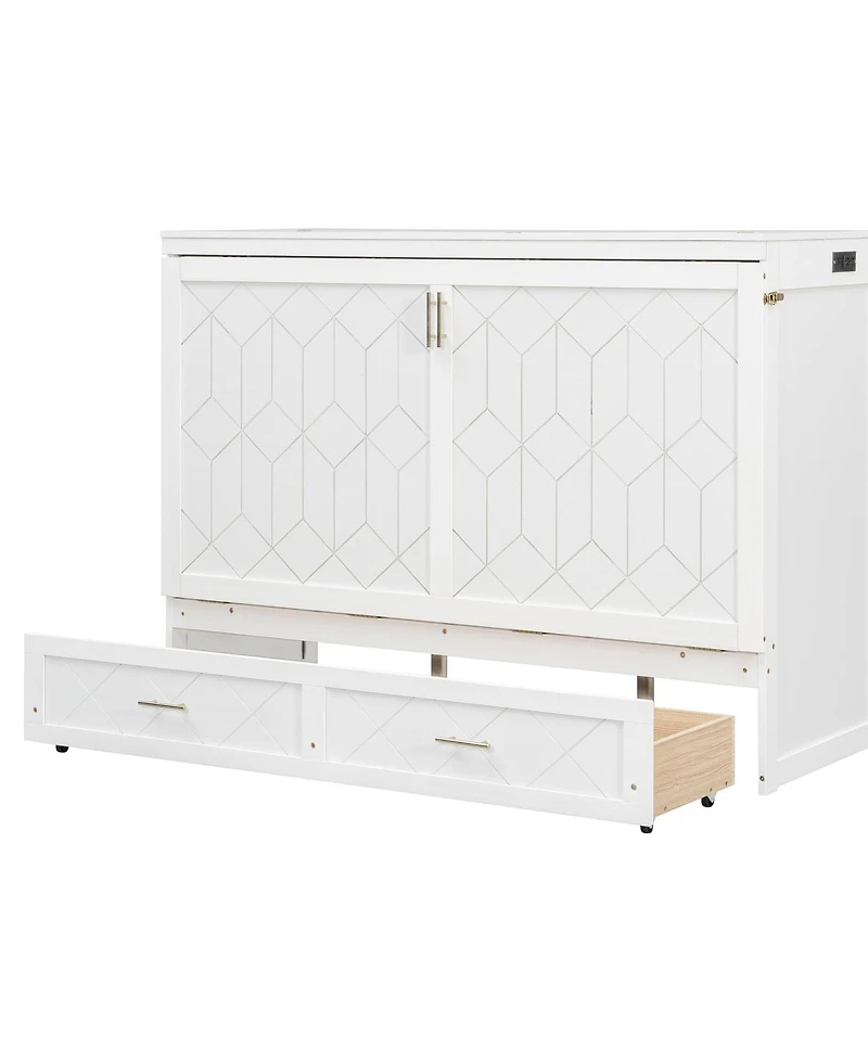 Streamdale Furniture Murphy Bed with Drawer, Sockets and Usb Ports